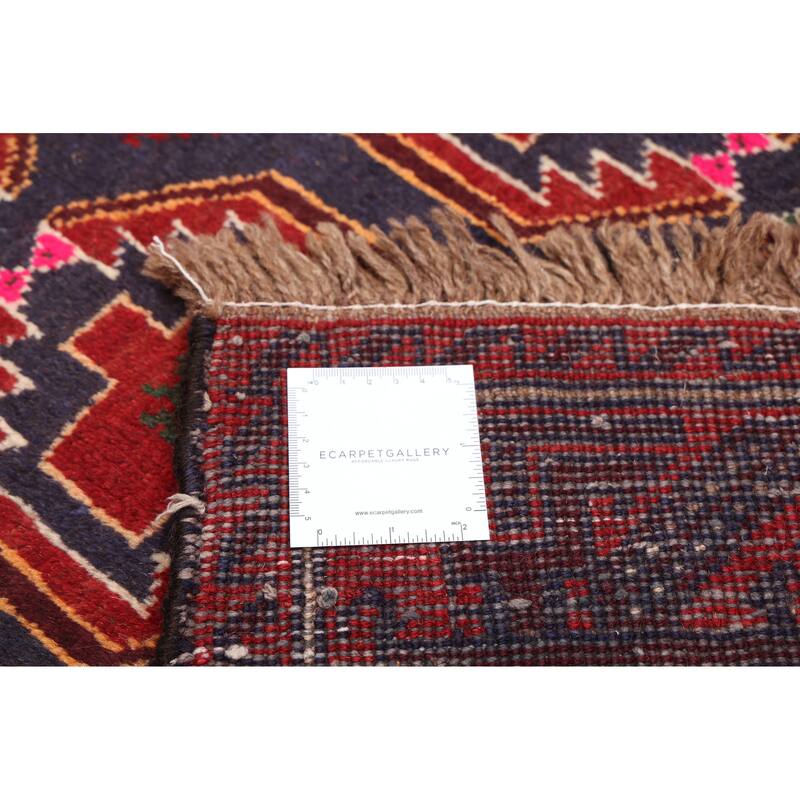 ECARPETGALLERY Hand-knotted Baluch Dark Navy, Red Wool Rug - 3'2 x 5'6