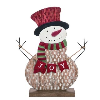 Transpac Snowman Christmas Wood Sign - 15.75"x15.75" Rustic Indoor Wall Decor, "Chilly" Design