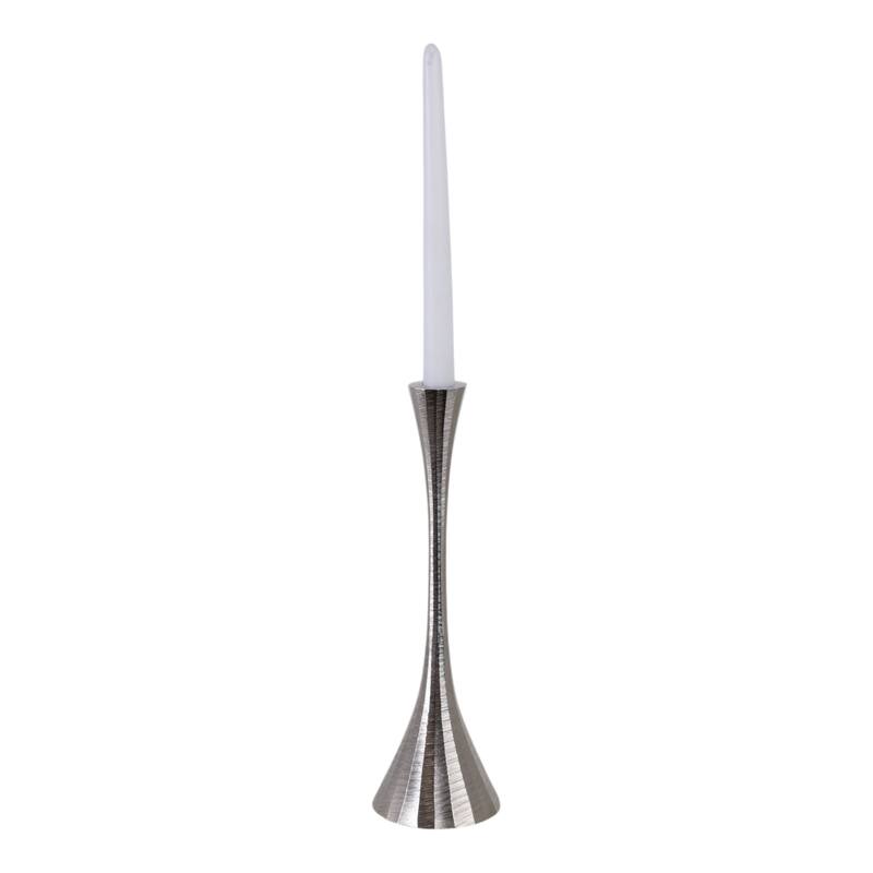 Glam Metal and Wood Taper Candle Holder Sculptural Silhouette MDF Base