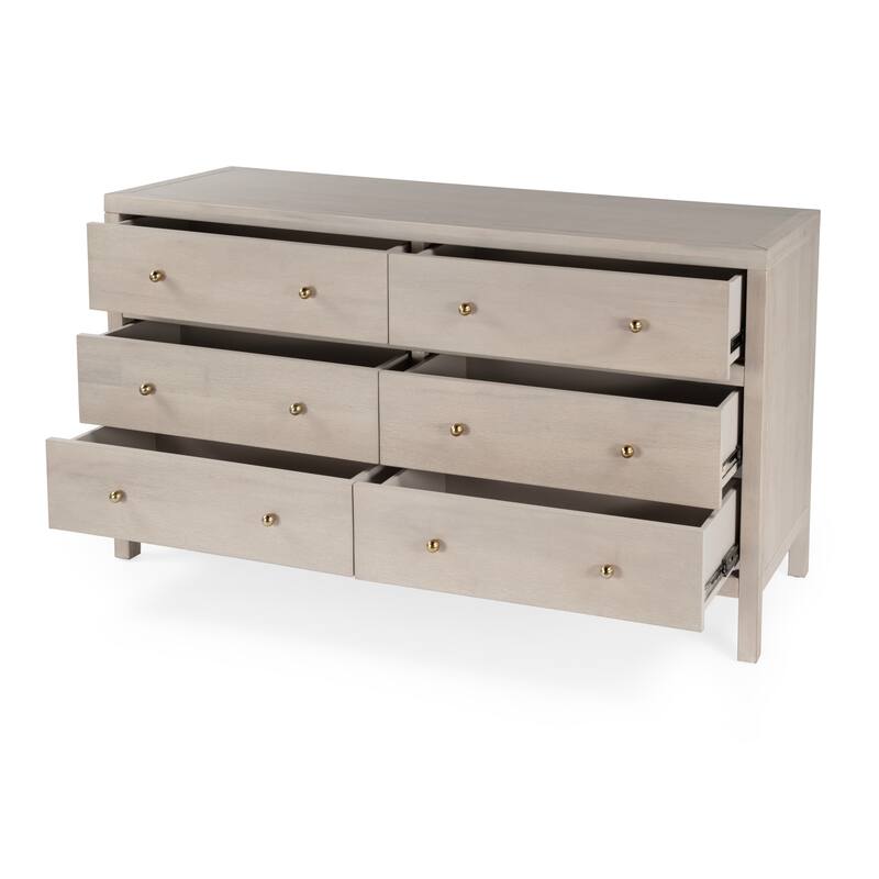 Nora 6-Drawer Wood Wide Dresser