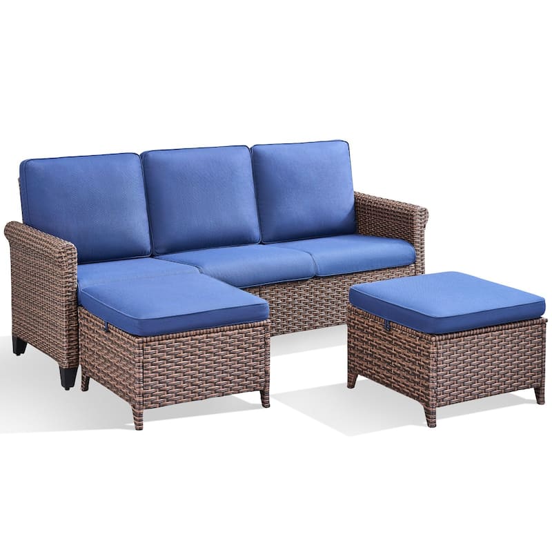 Pocassy Outdoor Sofa with Swivel Chairs Funiture Set