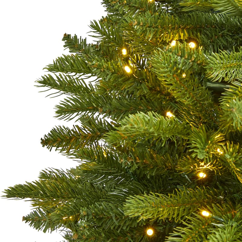 4' Pre-Lit Sierra Spruce Artificial Christmas Tree, Clear LED Lights - 4 Foot