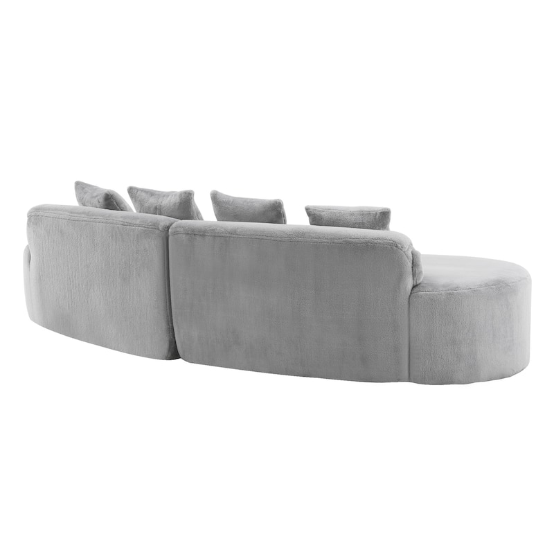 Modern And Simple Curved Flannelette Sofa.Creative Multi-Seater,With A Combination Of Pillows