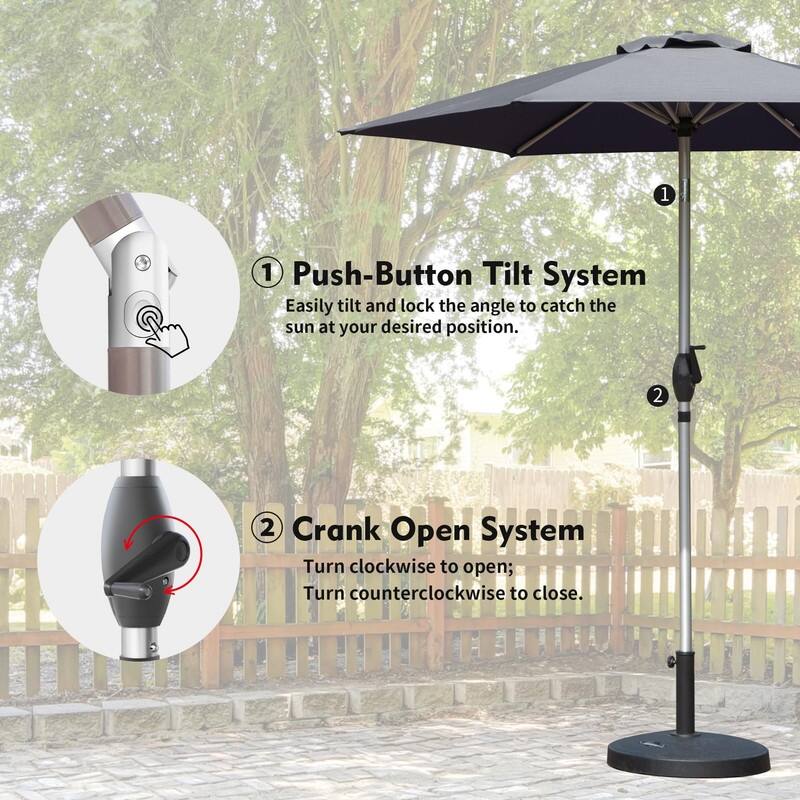 Premium 7.5FT Market Patio Umbrella - Push Button Tilt & Easy Crank, UV Block Waterproof Canopy(Base Not Included)