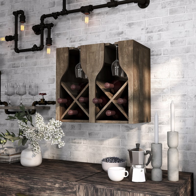 Aniya Rustic 8-bottle Wall-Mounted Wine Rack by Furniture of America
