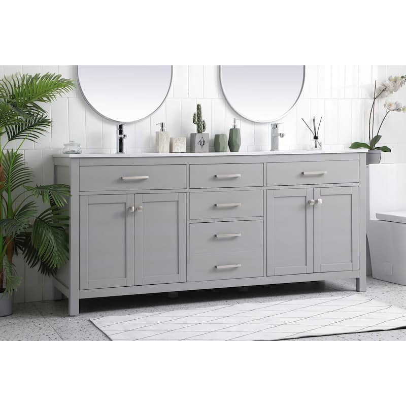 Elegant Lighting VF23372D Lewis 72" Free Standing Double Basin Vanity