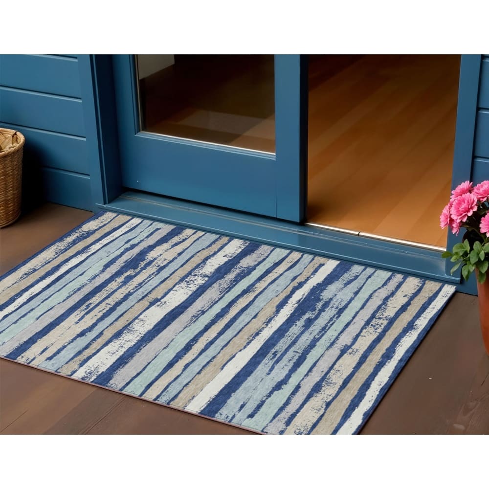 HomeRoots Striped Transitional Rectangle Outdoor Rug