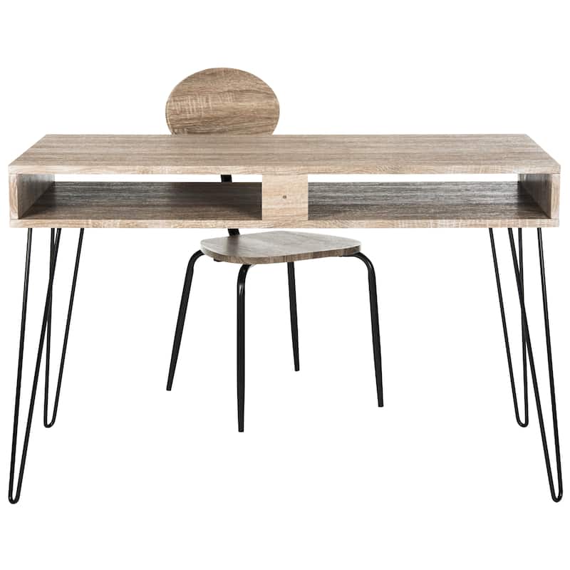 SAFAVIEH Jacquelin 47" Retro Grey / Black Writing Desk + Chair