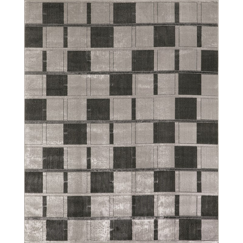 Nourison Nordic Indoor only Geometric Area Rug - 8' x 10' - Grey/Black