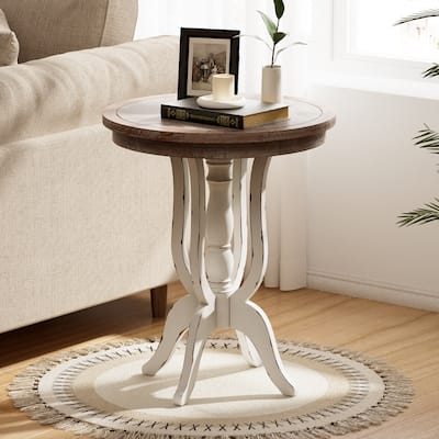 COZAYH Rustic Farmhouse End Table, Natural Top Side Table for Family, Dinning or Living Room, Handcrafted Finish, Modern