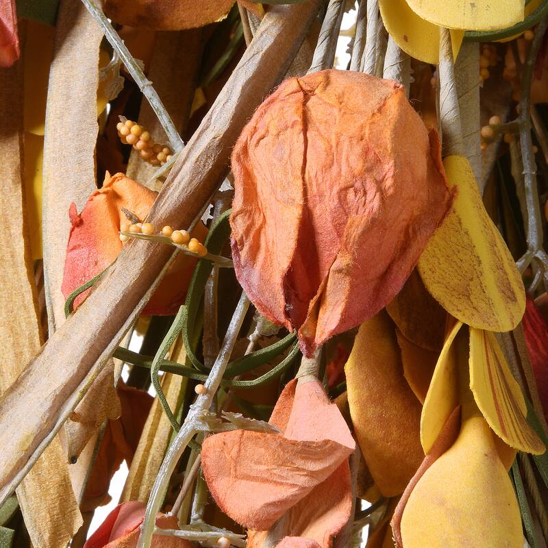 National Tree Company Artificial Autumn Teardrop Decoration with Seed Stalks, Straw Fronds, Assorted Leaves, 30 Inches - 30 in