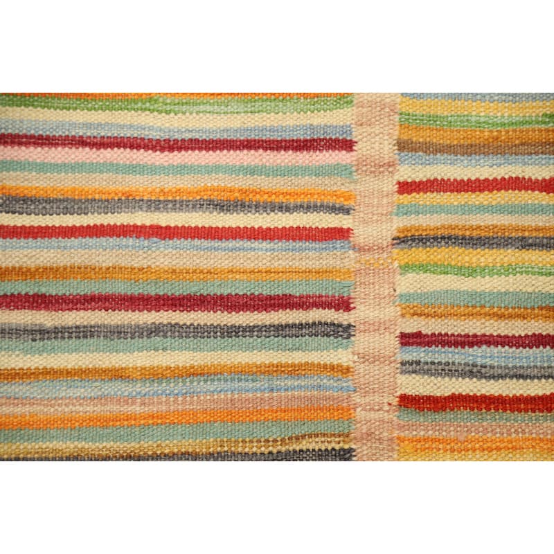 Hand Woven Oriental 100% Wool Carpet Southwestern Modern Multi-Colored Kilim Area Rug - 4' 10'' X 3' 3''