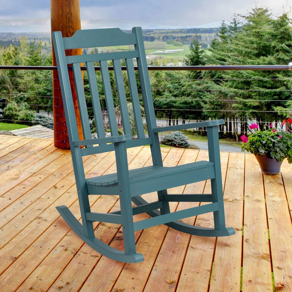 All-Weather Rocking Chair in Faux Wood - Patio and Backyard Furniture