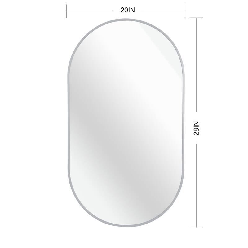GDFStudio - Forma Soft Contour Oval Metal Bathroom Vanity Wall Mirror with Elegant Silhouette & Easy Wall Mount