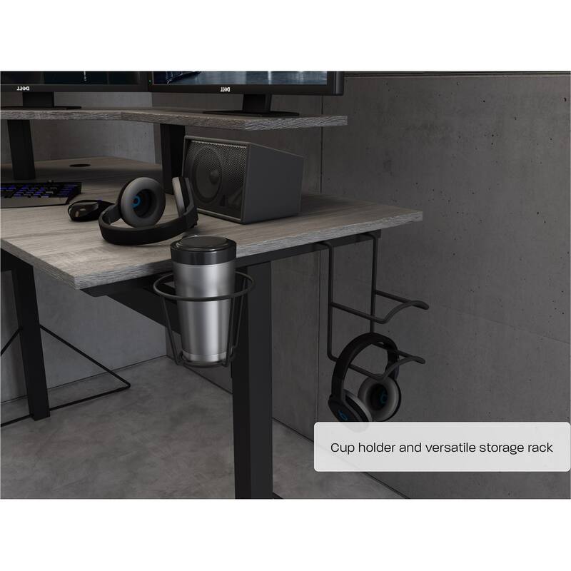 Jamesdar Core Powered L-shaped Computer Gaming Desk with Monitor Stand