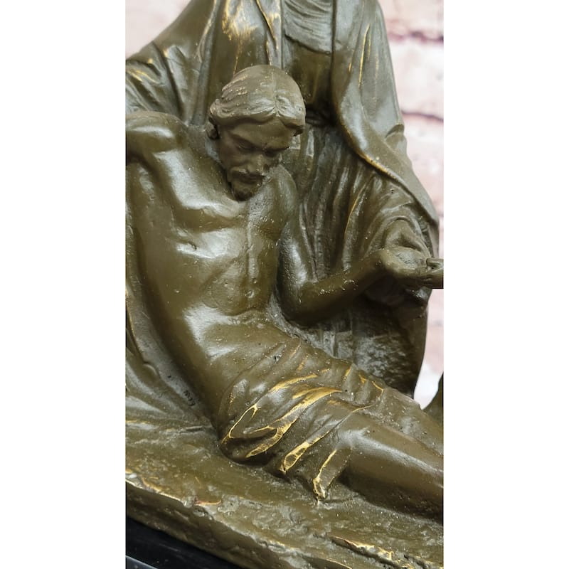 Pietà With Cherubs Bronze Sculpture - Religious Virgin Mary And Jesus Art