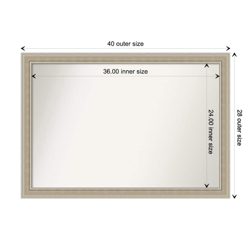 Mezzo Silver Non-Beveled Wood Framed Wall Mirror - Mezzo Silver - Glass Size 36x24
