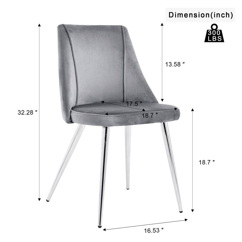 Set of 4 Modern Velvet Upholstered Accent Dining Chairs