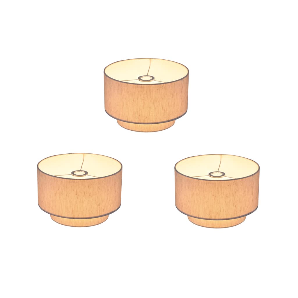 Artiva 10.5"Dia X7"H Premium Double Drum Linen Shade(3 Set) -Tan