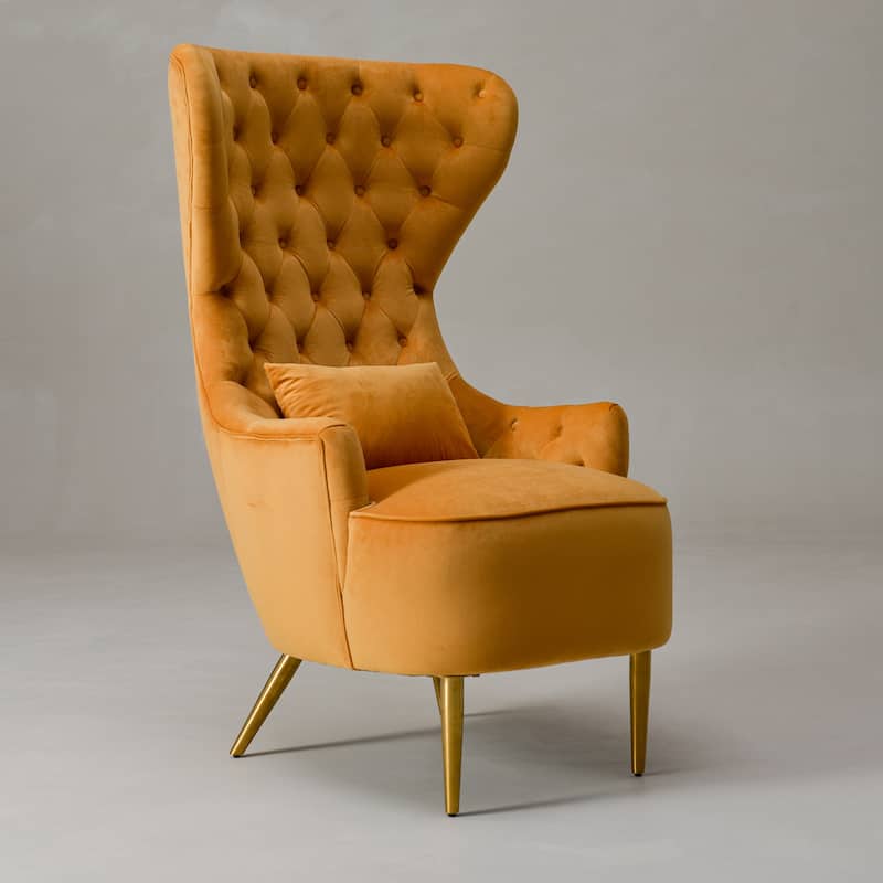 KINWELL Upholstered Tufted Velvet High Wingback Accent Chair