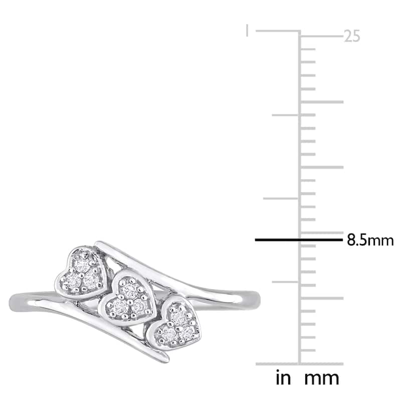 Miadora 1/10ct TW Diamond Triple Heart Bypass Promise Ring in Sterling Silver