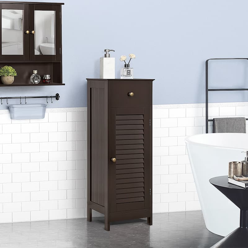 Yaheetech Bathroom Free Standing Storage Floor Cabinet with Drawers - Espresso