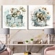 preview thumbnail 1 of 4, Designart "Baby Elephant In Crib With Flowers" Animals Canvas Set Of 2 - Traditional Wall Art Set Gray Wall Art 2 Pieces