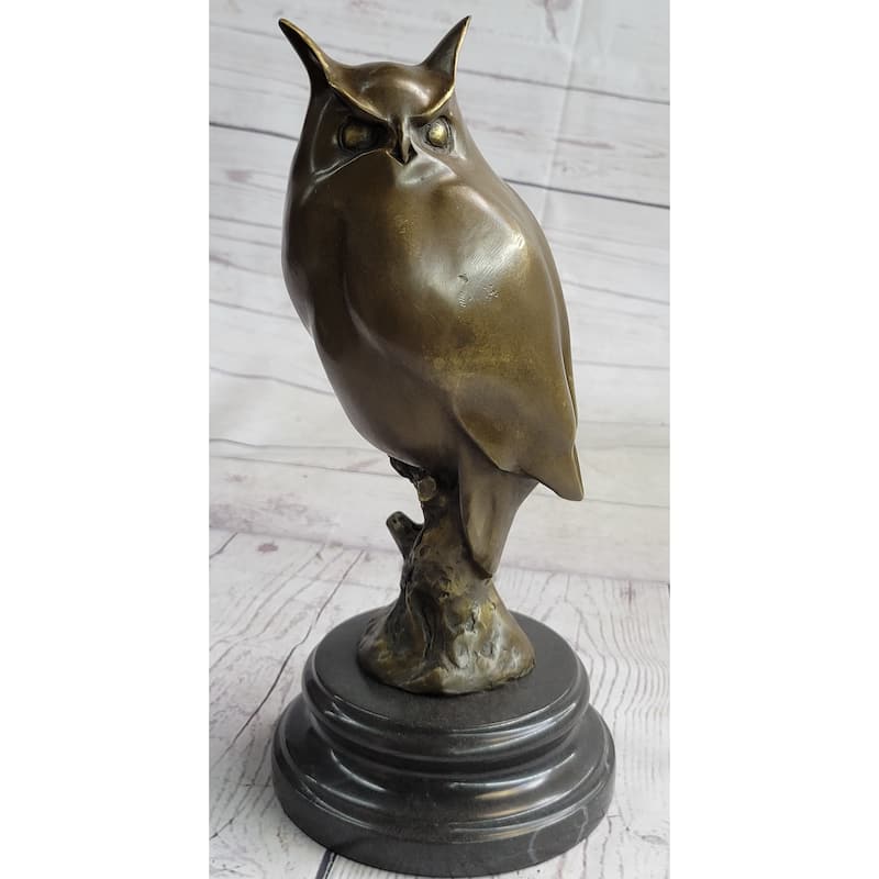 Original Milo Abstract Modern Art Owl Bird Bronze Sculpture Marble Statue Figurine 12 Inches X 5.5 Inches