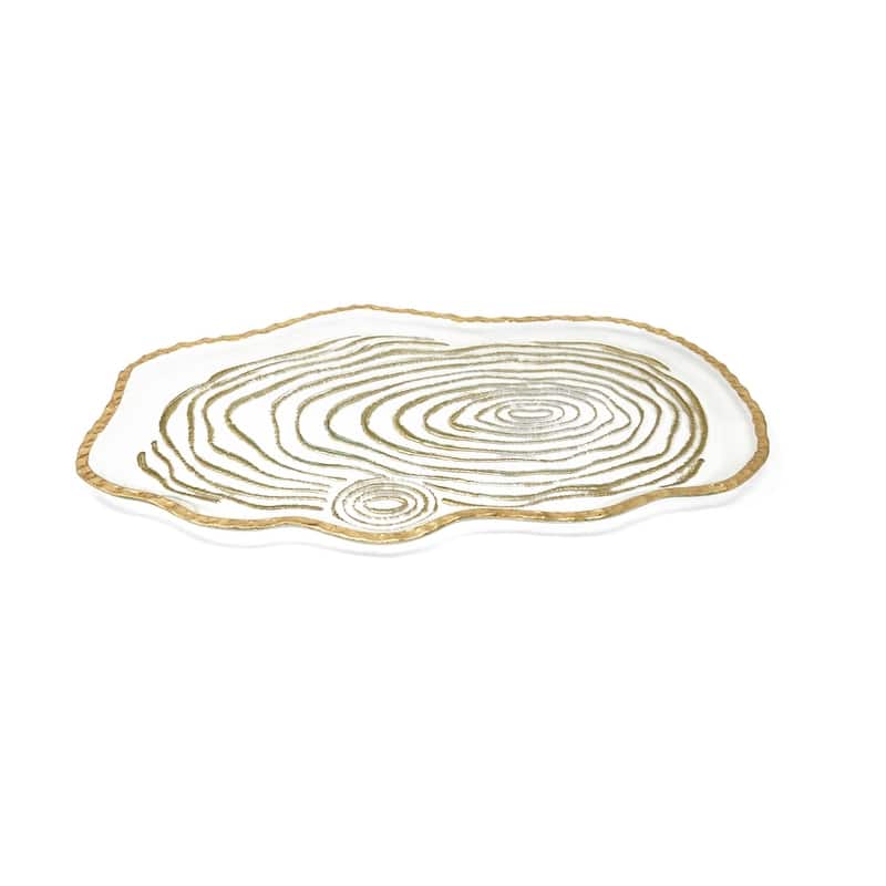 Glass Oval Tray Gold Grained