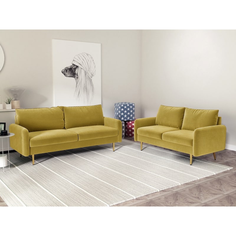Velvet 2 Piece Loveseat and Sofa Living Room Set