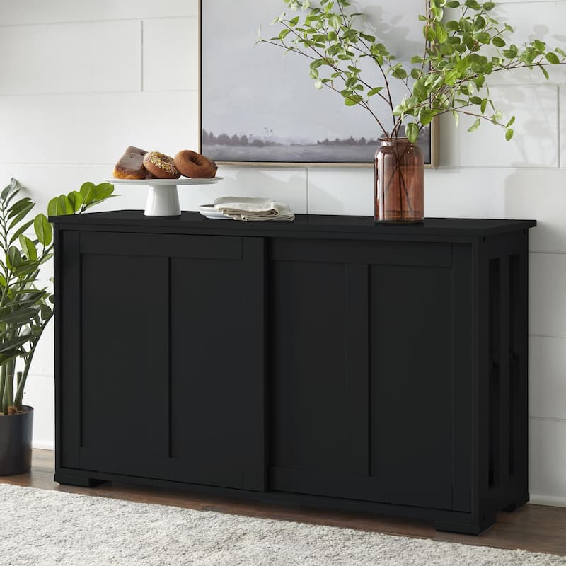 Porch & Den Jefferson Sliding Door Stackable Buffet/Sideboard - Matte Black