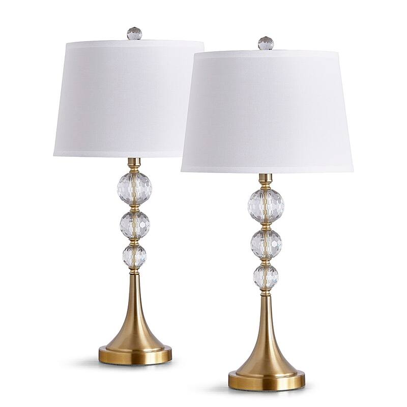 Madison 27-inch Crystal Ball Metal Table Lamp (Set of 2) - Antique Brass