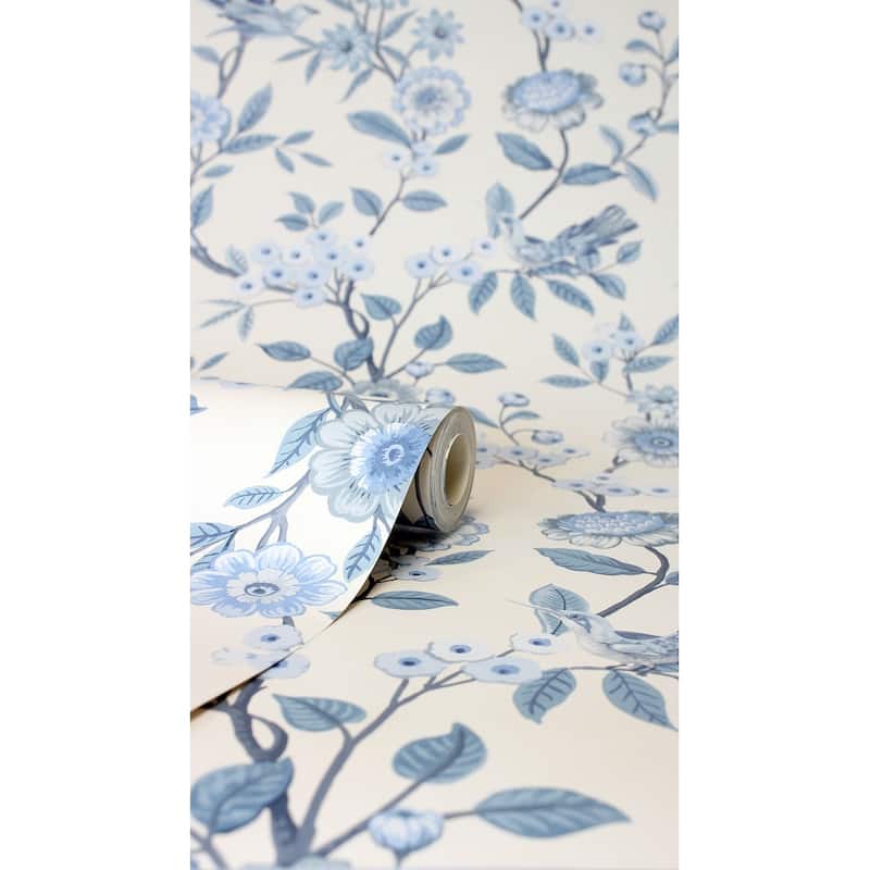 Fine Decor Elspeth Blue Floral Trail Wallpaper