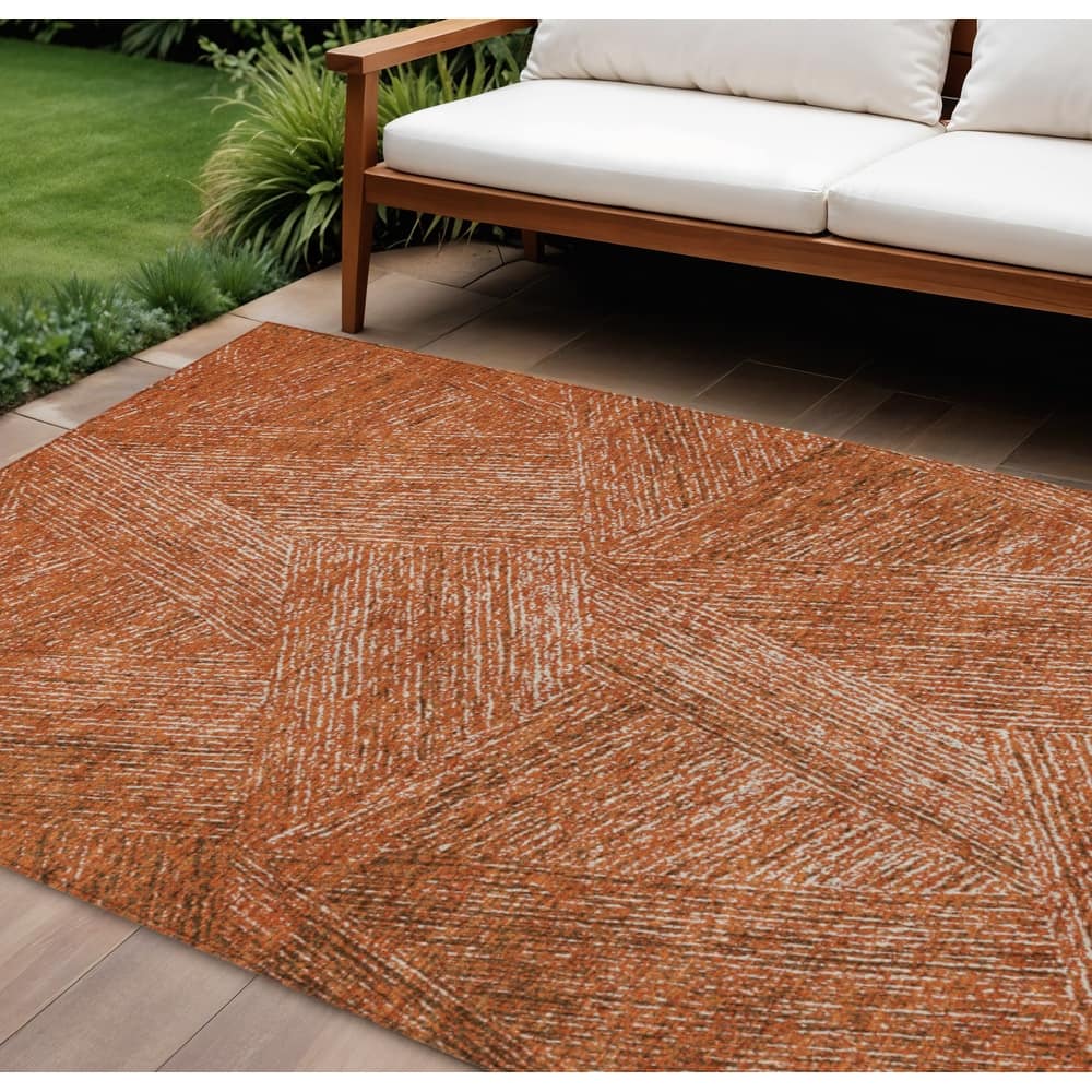 HomeRoots Abstract Transitional Rectangle Outdoor Rug