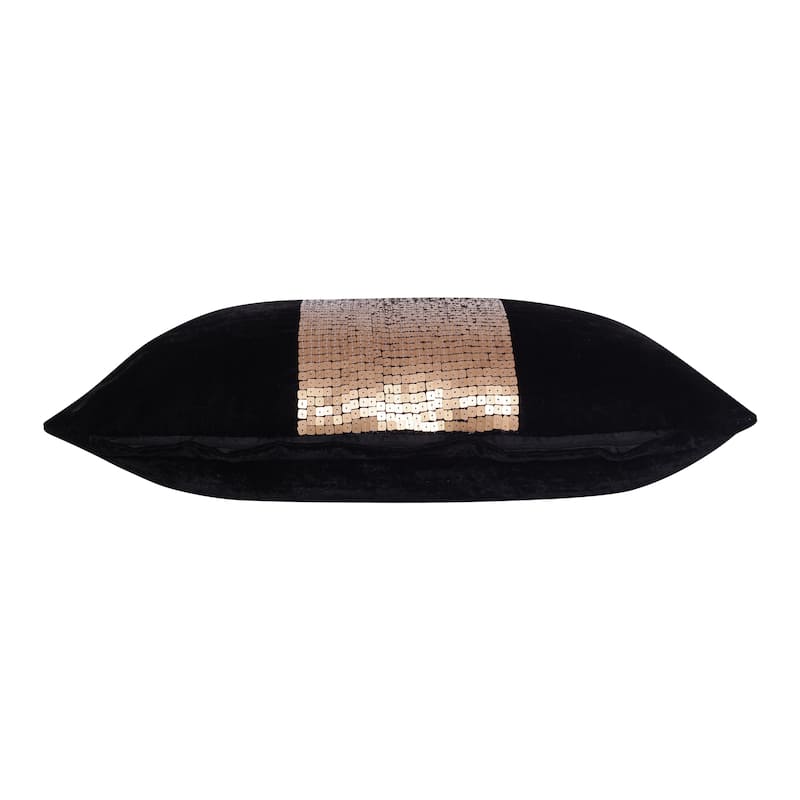 Sevita Black/Gold Geometric Polyester Blend Indoor/Outdoor Lumbar Pillow