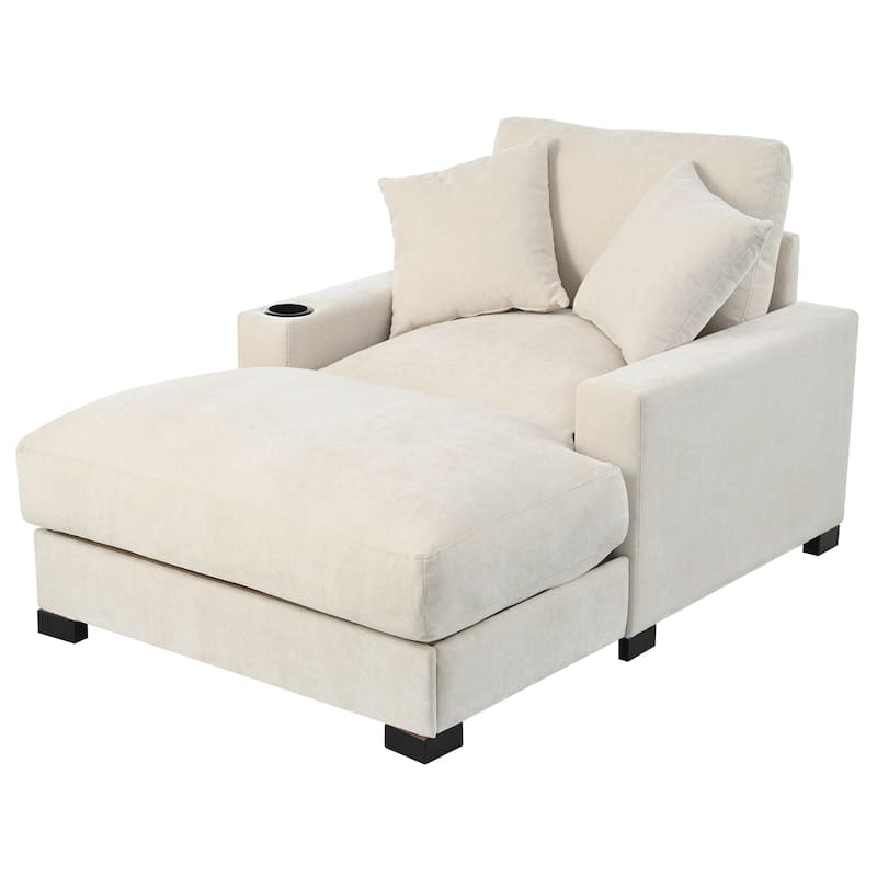 GDFStudio - Polyester 1-Seater 28.3" Chaise Lounge with Tufted Back and Arm