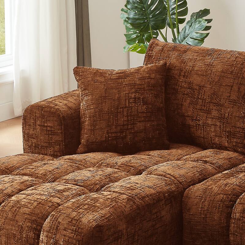Oversized Chenille Sectional Sofa, Full-Compressed 4 Seater Sofa, Upholstered Sleeper Couch with L-Shape Chaise