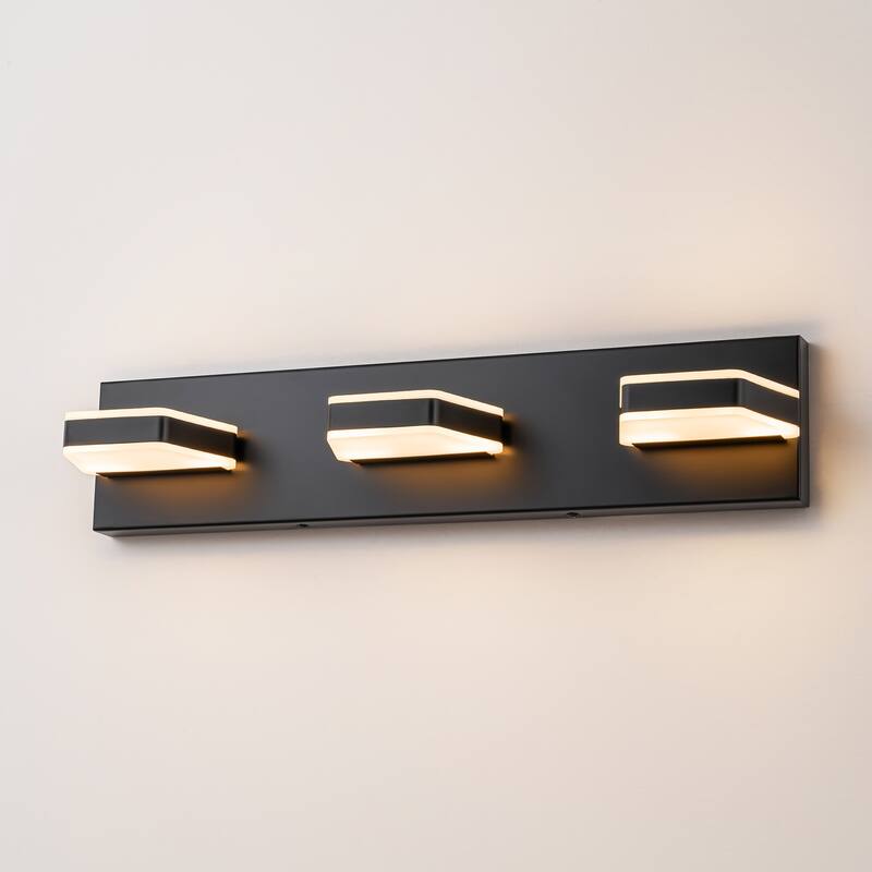 3-Light Modern Rectangular Dimmable LED Bathroom Vanity Light