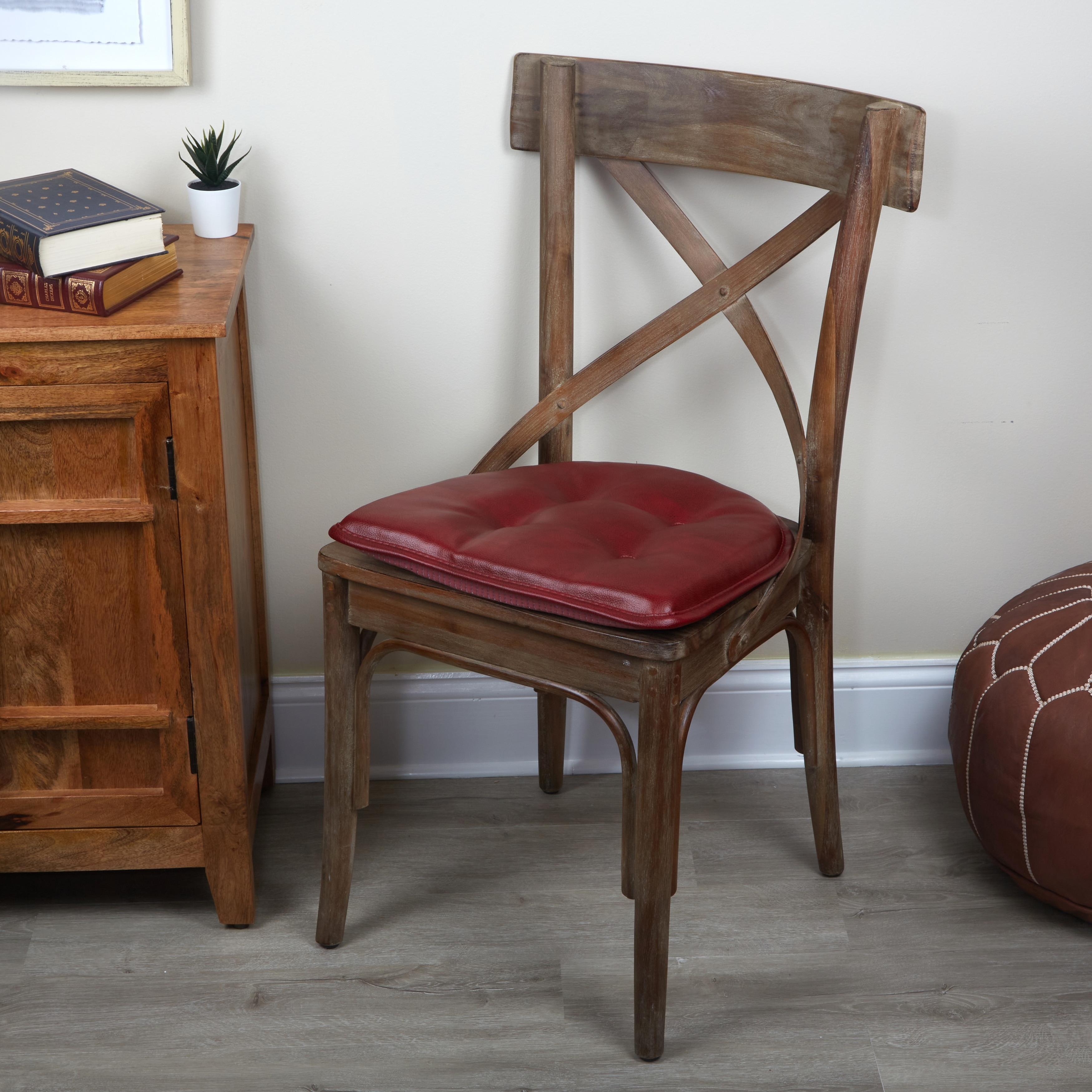 Klear Vu St. Germain Faux Leather Tufted Dining Chair Cushion Set