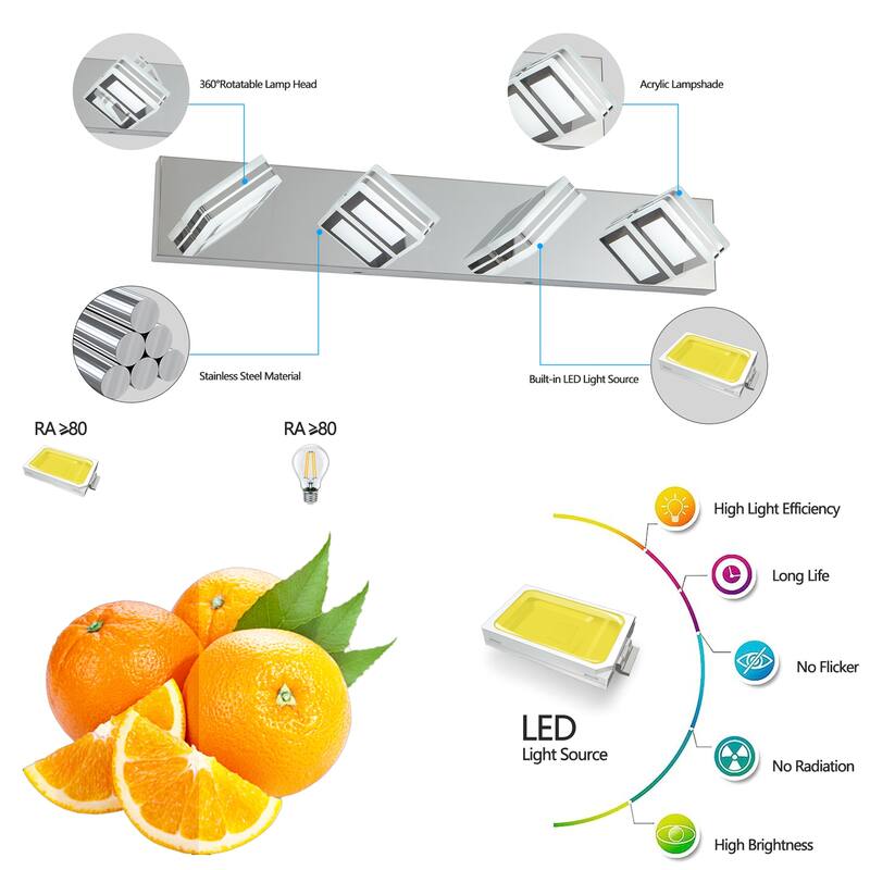 4-Lights Acrylic Bathroom Vanity Light