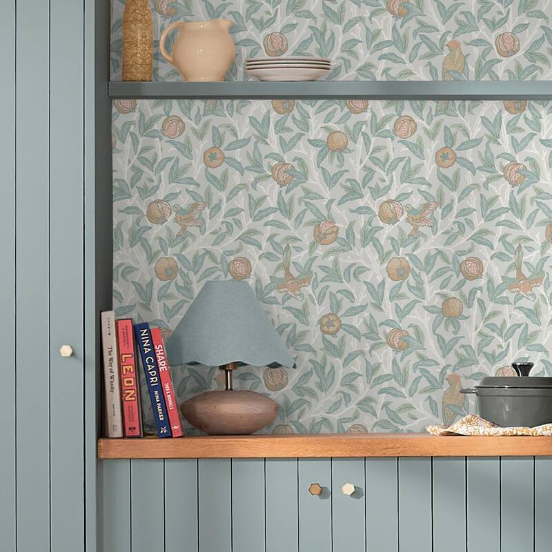 William Morris Bird & Pomegranate Duck Egg Wallpaper