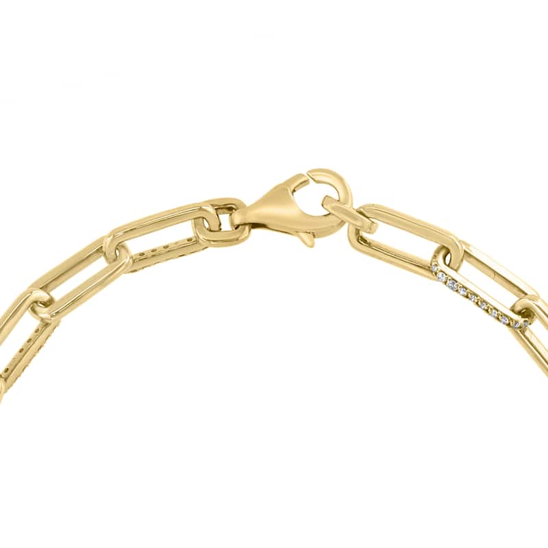 EFFY 14k Yellow Gold Diamond Paperclip Chain Bracelet