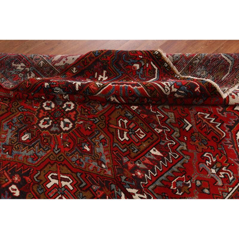 Hand Knotted Oriental 100% Wool Carpet Traditional Medallion Red Heriz Area Rug - 10' 4'' X 7' 6''
