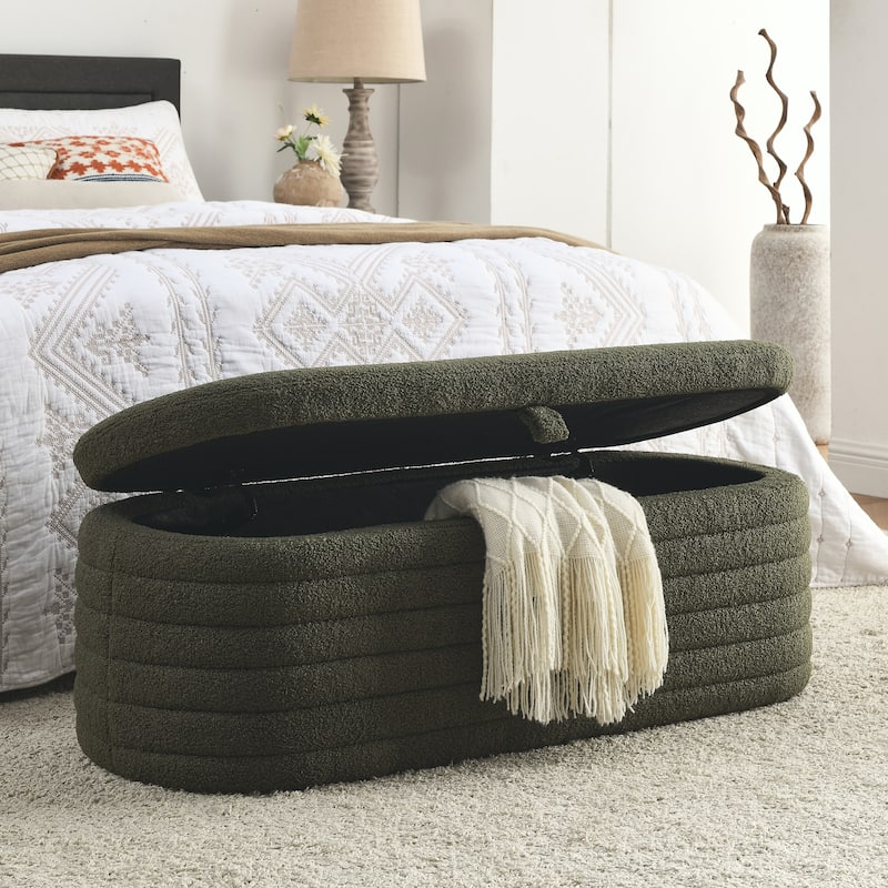 Length 45.5 inchesStorage Ottoman Bench with Safety Hinge