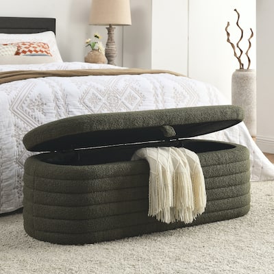 Upholstered Boucle Sherpa Storage Bench