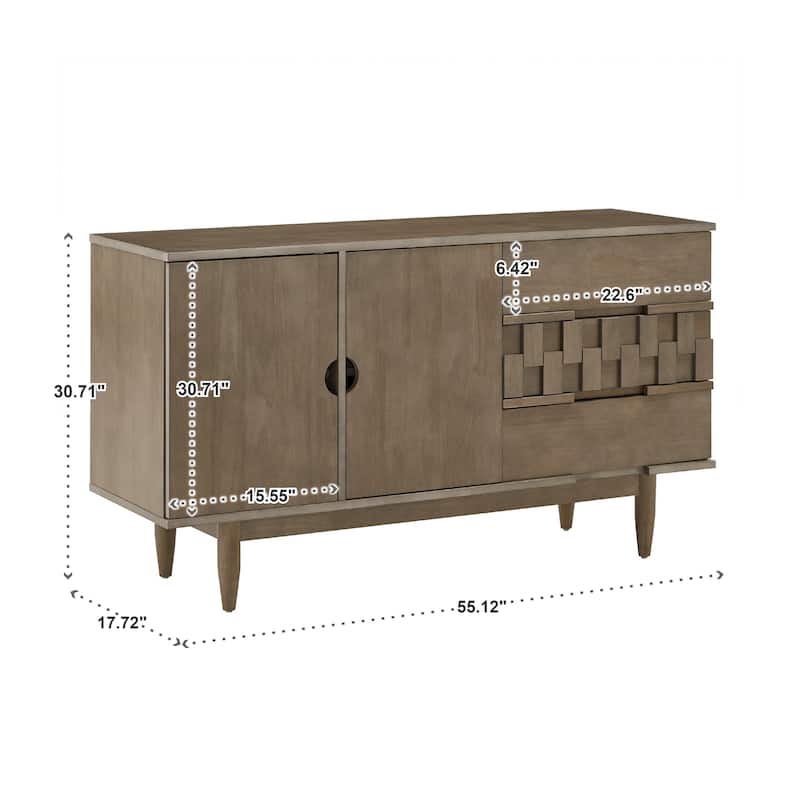 Kieran Mid-Century Wood 2-Door and 3-Drawer Server by iNSPIRE Q Modern