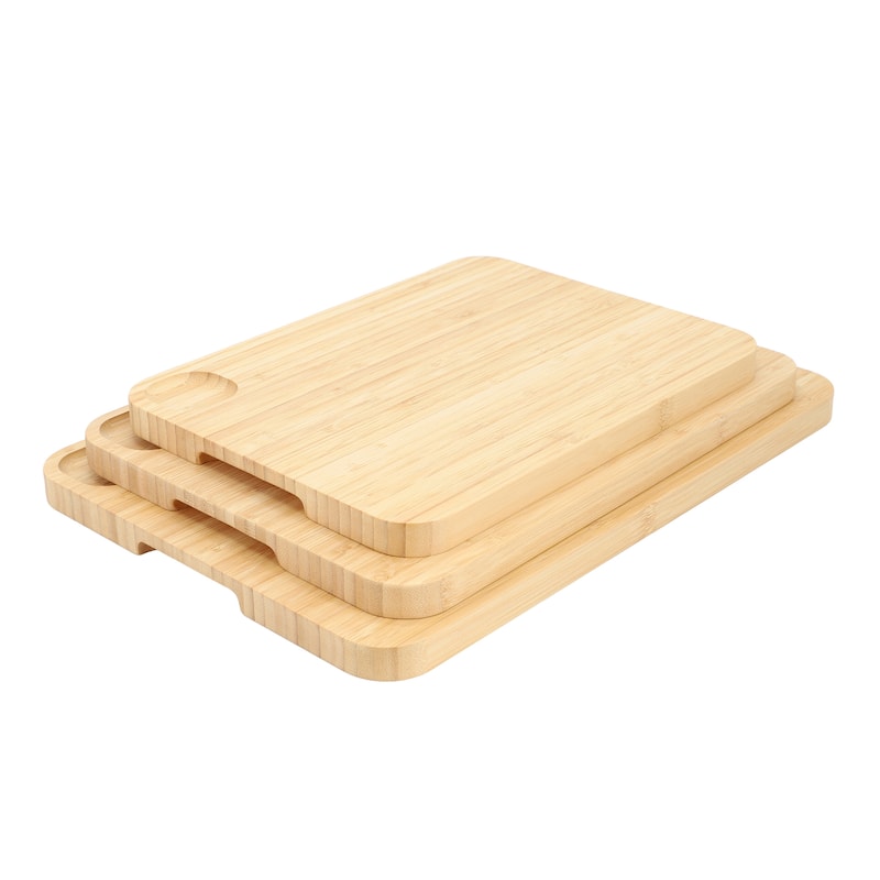 MegaChef 3 Piece Bamboo Cutting, Prep and Serving Boards