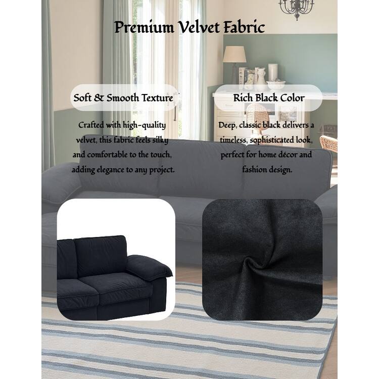 Upholstered L-Shaped Sectional Sofa Couch with Ottoman, Modern Fabric Deep Seat Sofa