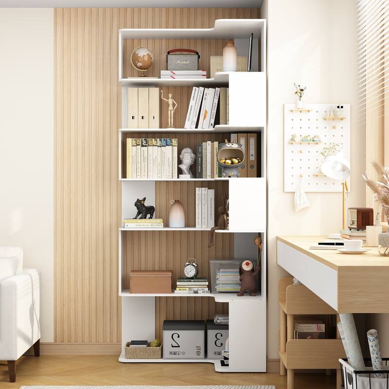 Bookshelf Wood Bookcase Free Standing Room Dividers Display Storage