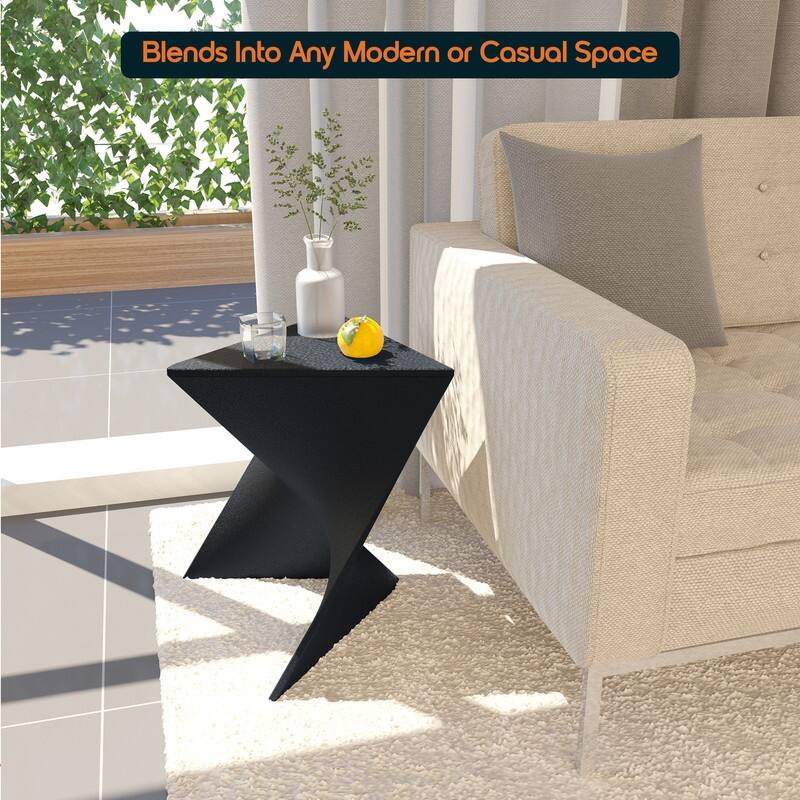 Randolph Modern Indoor Lightweight Side Table with Triangular Curved Design Accent End Table for Home Living Room or Bedroom